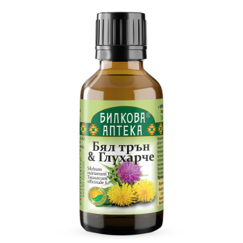 Бял трън и Глухарче Тинктура за черен дроб, Bioherba, 50 мл