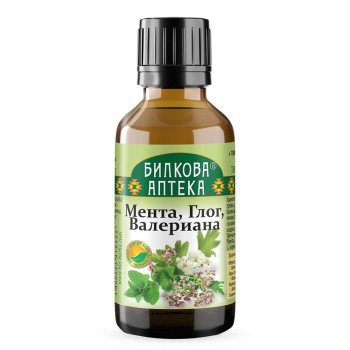 Мента, Глог и Валериана Тинктура за баланс и спокойствие, Bioherba, 50 мл