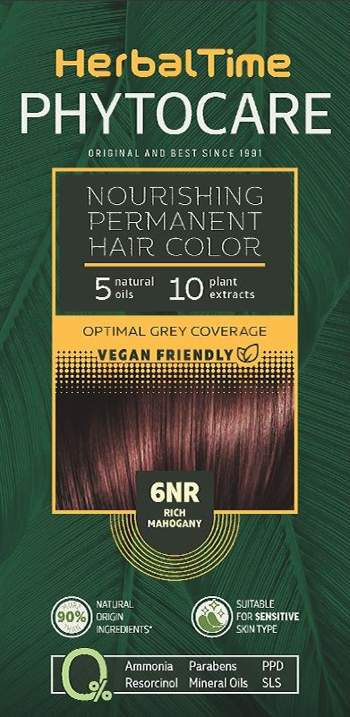 HERBAL TIME PHYTOCARE Боя за коса 6NR Rich mahogany, 124,5 мл.