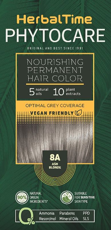 HERBAL TIME PHYTOCARE Боя за коса 8A Ash blonde, 124,5 мл.
