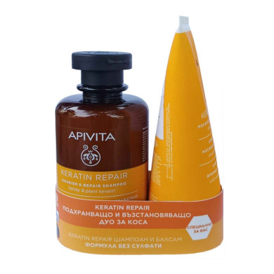 APIVITA Keratin Repair Подхранване и възстановяване Шампоан,250 мл + Балсам с маслина и мед, 150 мл