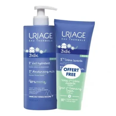 Uriage BEBE Промо комплект Хидратиращо мляко за бебета 500мл + Creme Lavante почистващ душ-крем за бебета 200мл