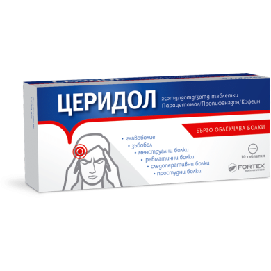 ЦЕРИДОЛ таблетки 250 мг / 150 мг / 50 мг х 20 ФОРТЕКС