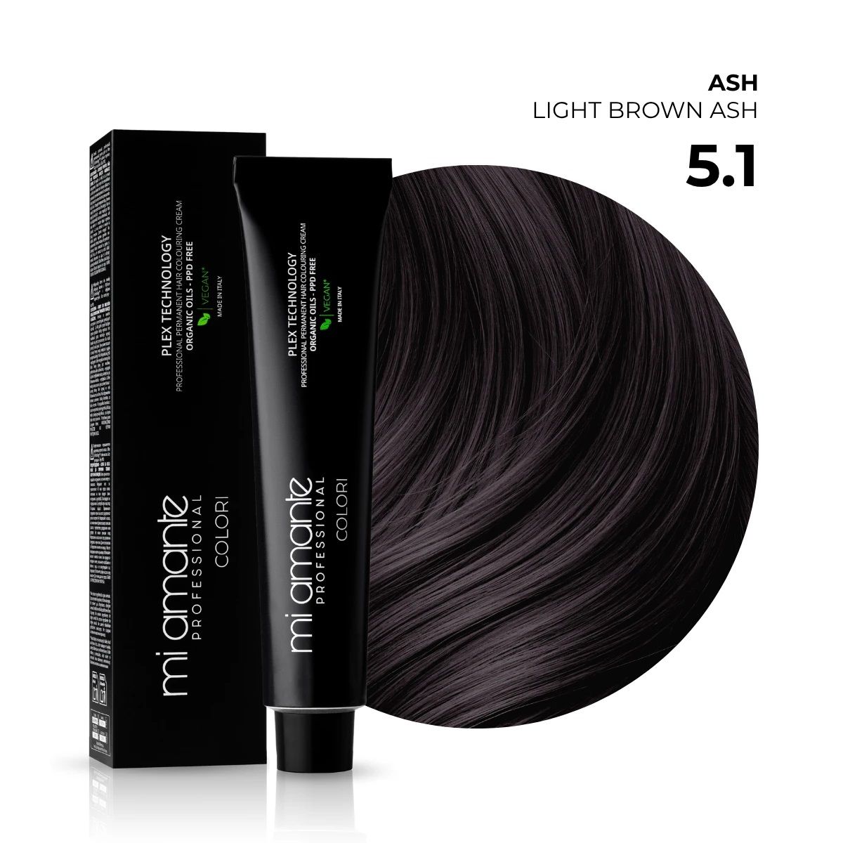 MI AMANTE COLORI LIGHT BROWN ASH 5.1 Професионална боя за коса, 100мл.