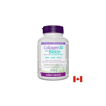 Collagen30 with Biotin / Колаген (биоактивни колагенови пептиди) с биотин, 120 таблетки Webber Naturals