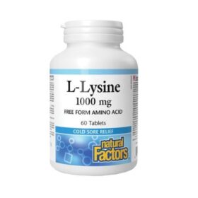 Natural Factors L-Lysine 1000 мг – Л-Лизин при Херпес симплекс и за костна система, 60табл