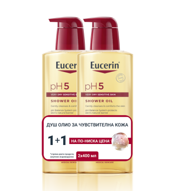 Eucerin pH5 душ олио за тяло 400мл 1+1 ПРОМО