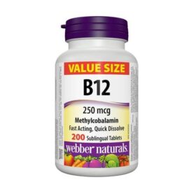 Webber Naturals Витамин В12 Метилкобаламин 250 мг х 200 сублингвални таблетки
