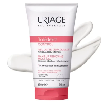 Uriage Tolederm Control Млечен гел за премахване на грим за чувствителна нетолерантна кожа 150 мл