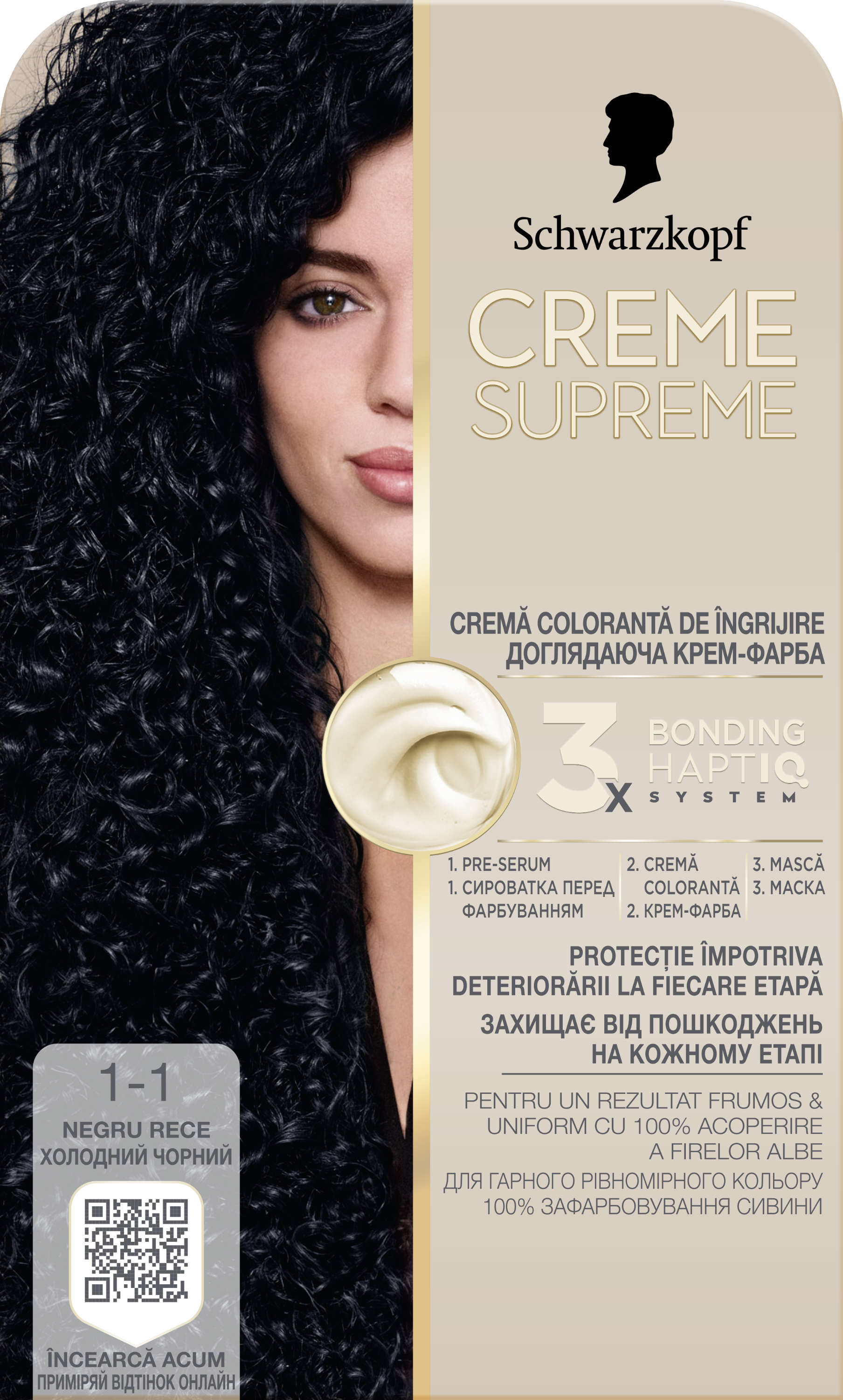SCHWARZKOPF CREME SUPREME 1-1 Хладно Черно