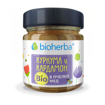 Куркума и Кардамон в Био Пчелен мед, Bioherba, 280 гр.