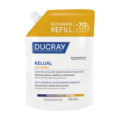 Ducray Squanorm Хидратиращ третиращ шампоан против сух пърхот 400 ml - пълнител