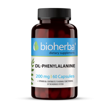 DL-Фенилаланин - за добро настроение, Bioherba, 200 мг, 60 капсули