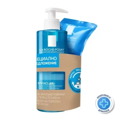 La Roche-Posay EFFACLAR Почистващ гел 400 ml + Пълнител 400 ml