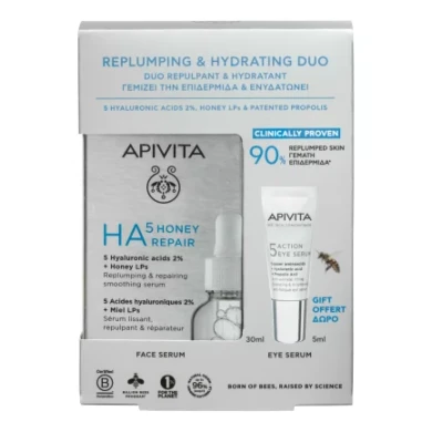 Apivita Уплътняващо и хидратиращо ДУО HA5 Серум 30 ml + Околоочен крем 5 ml