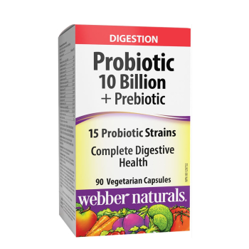 Пробиотик 10 млрд, 15 щама, Webber Naturals, 90 капсули