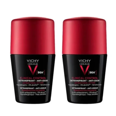 Vichy Homme Clinical Control Дезодорант рол-он против изпотяване за мъже 96 часа 2 х 50 мл Комплект