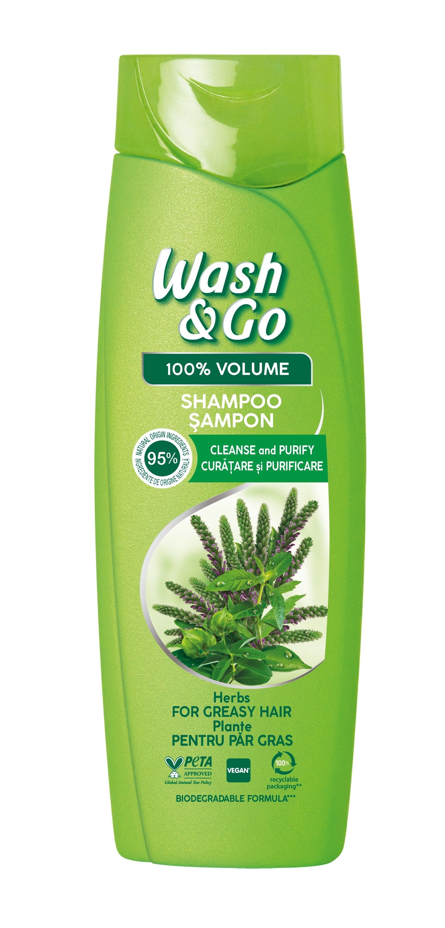 WASH&GO Шампоан билки, 360мл.