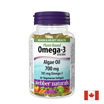 Веган Омега 3 385 mg (масло от водорасли), Webber Naturals, 60 софтгел капсули