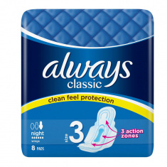 Always Classic Нощни Дамски Превръзки х8 броя