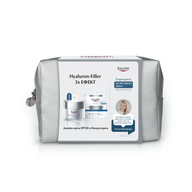 Eucerin Hyaluron-Filler дневен крем всеки тип кожа SPF 30 50 ml + Hyaluron-Filler нощен крем 50 ml Комплект