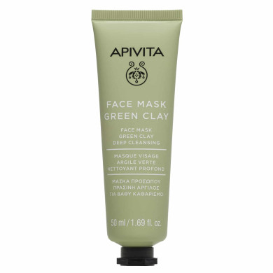 Apivita Face mask Маска за дълбоко почистване на лицето със зелена глина -50мл.