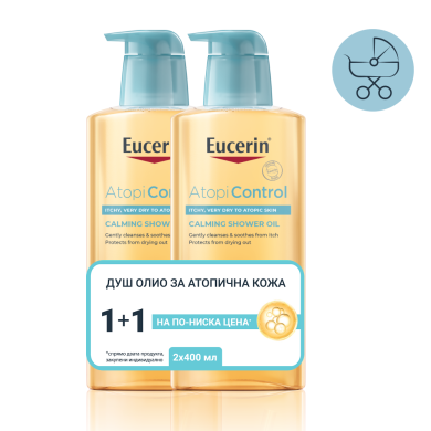Eucerin AtopiControl Успокояващо измиващо олио 2x400мл