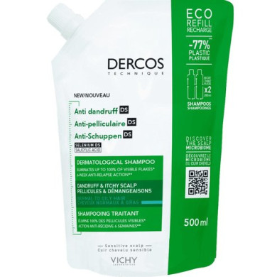 Vichy Dercos DS Шампоан за борба с мазен пърхот и сърбящ скалп РЕФИЛ 500ml