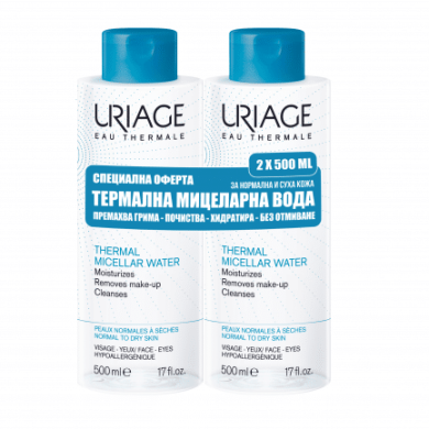 Uriage Дуо Мицеларна вода за нормална и суха кожа 2 x 500 ml