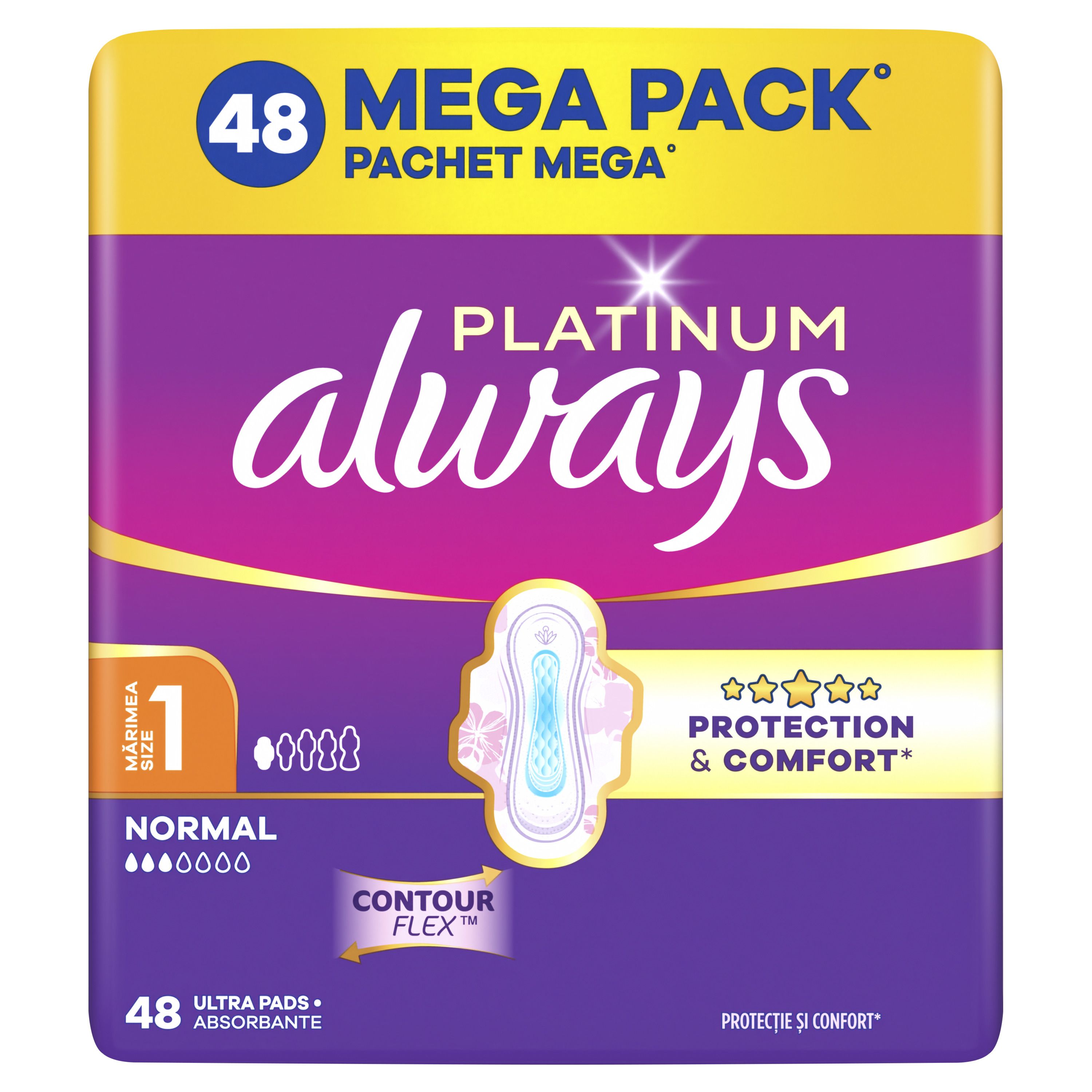 ALWAYS PLATINUM NORMAL MEGA Дамски превръзки размер 1, 48бр.