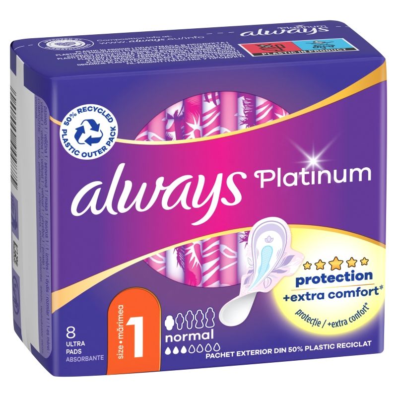 ALWAYS PLATINUM NORMAL Дамски превръзки , 8 бр.