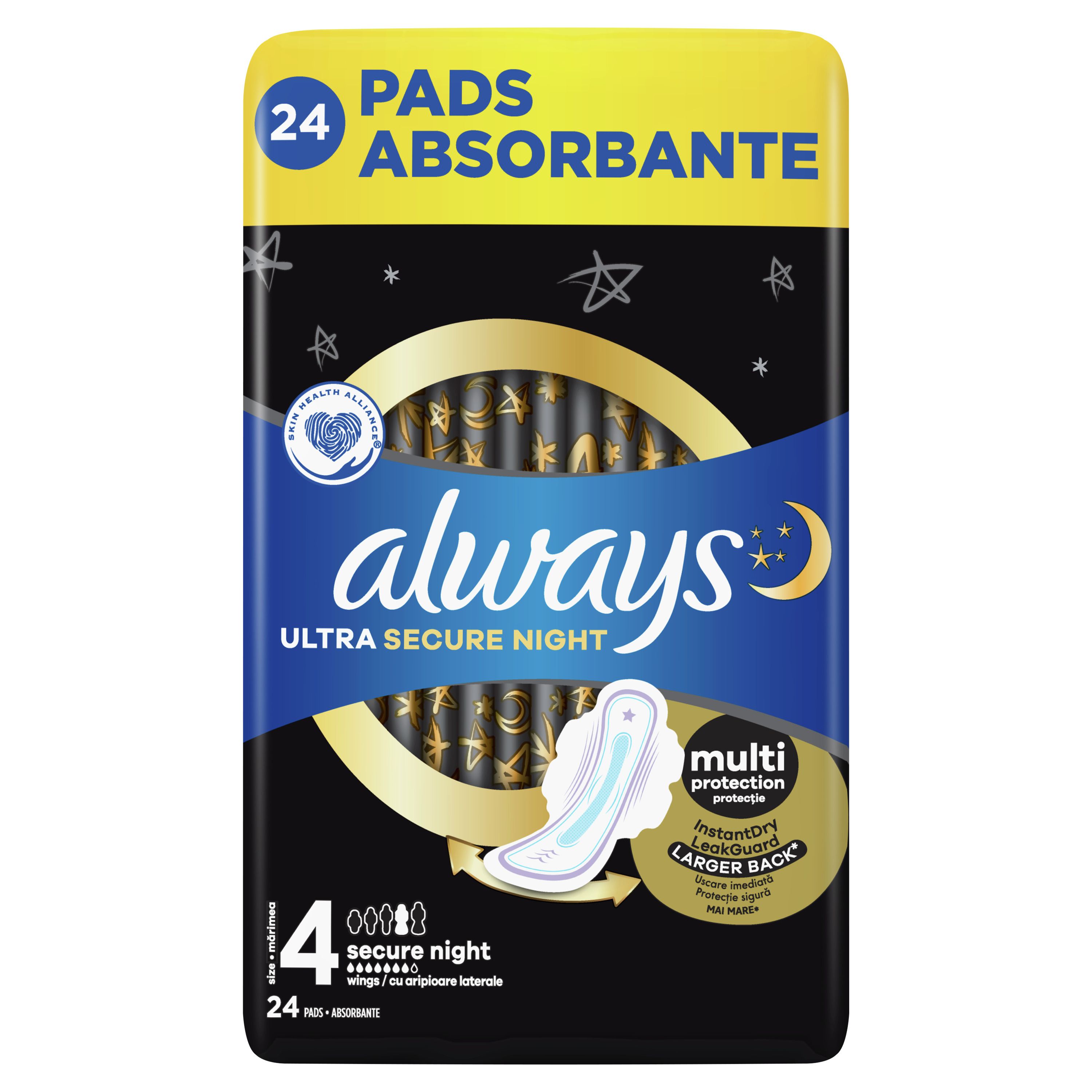 ALWAYS ULTRA SECURE NIGHTQUATRO Дамски превръзки, 24 бр.