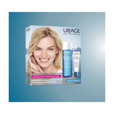 Uriage EAU THERMALE Промо комплект GLOW UP WATER ESSENCE ТЕРМАЛЕН ХИДРАТИРАЩ КОНЦЕНТРАТ 100ml +ТЕРМАЛЕН ХИДРАТИРАЩ КРЕМ ЗА ОКОЛООЧЕН КОНТУР 15ml