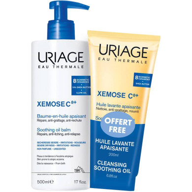 Uriage Xemose C8+ Комплект - Олио-балсам и Душ олио, 500 + 200 ml