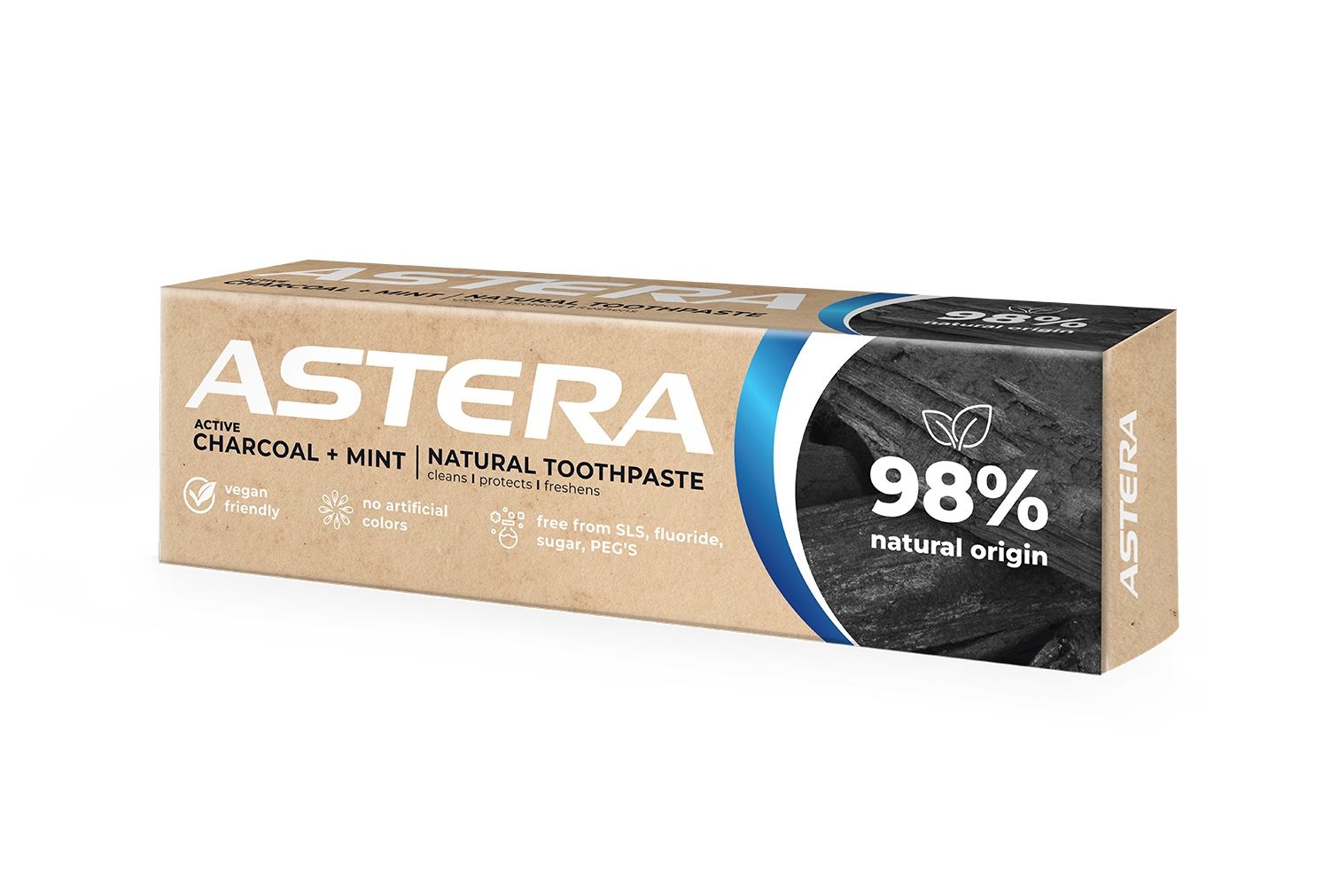 ASTERA NATURAL CHARCOAL+MINT Паста за зъби, 75мл