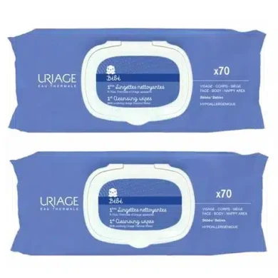 Uriage BEBE Термални почистващи мокри кърпички x70 - ПРОМО 1+1