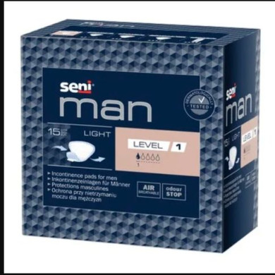 Seni Man Light Дишащи урологични подложки за мъже при капкова инконтиненция x15 броя