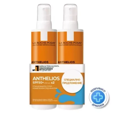 La Roche-Posay ДУО Anthelios SPF50+ Незабележим слънцезащитен спрей 2 х200 ml