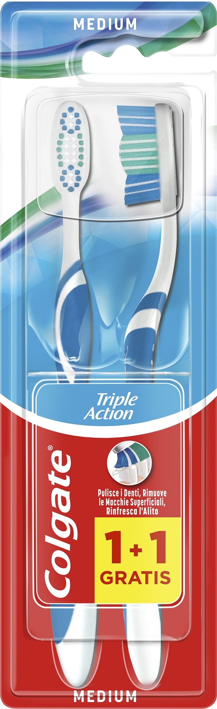 COLGATE TRIPLE ACTION Четка за зъби, 1+1бр