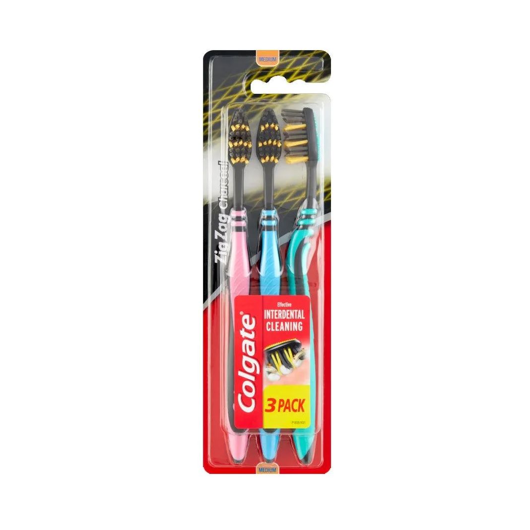 COLGATE ZIG ZAG CHARCOAL Четка за зъби, 3 бр.