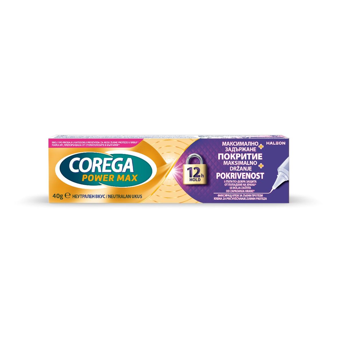 COREGA MAX HOLD&SEAL Фиксиращ крем за протези, 40гр.