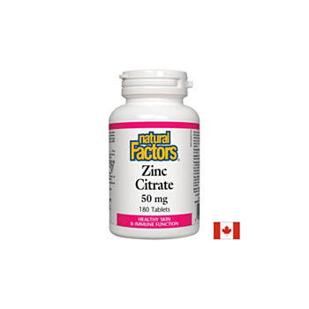 Zinc Citrate / Цинк (цитрат) 50 mg х 180 таблетки Natural Factors
