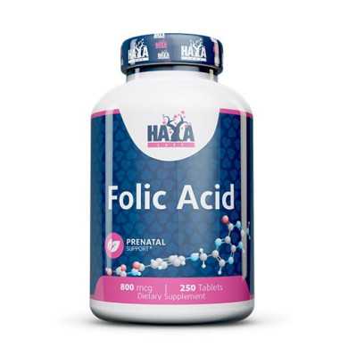 Haya Labs Folic Acid / Фолиева Киселина 800mcg. / 250 tabs.
