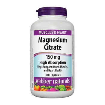 Магнезий Цитрат - висока абсорбция, Webber Naturals, 150 mg, 300 капс.