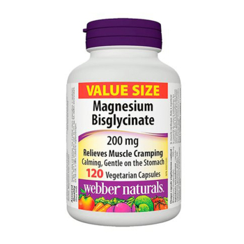 Магнезий (бисглицинат), Webber Naturals, 200 mg, 120 V-капсули