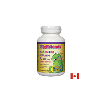 Vitamin C BigFriends®/ Витамин С за деца 250 mg х 90 дъвчащи таблетки с вкус на портокал Natural Factors