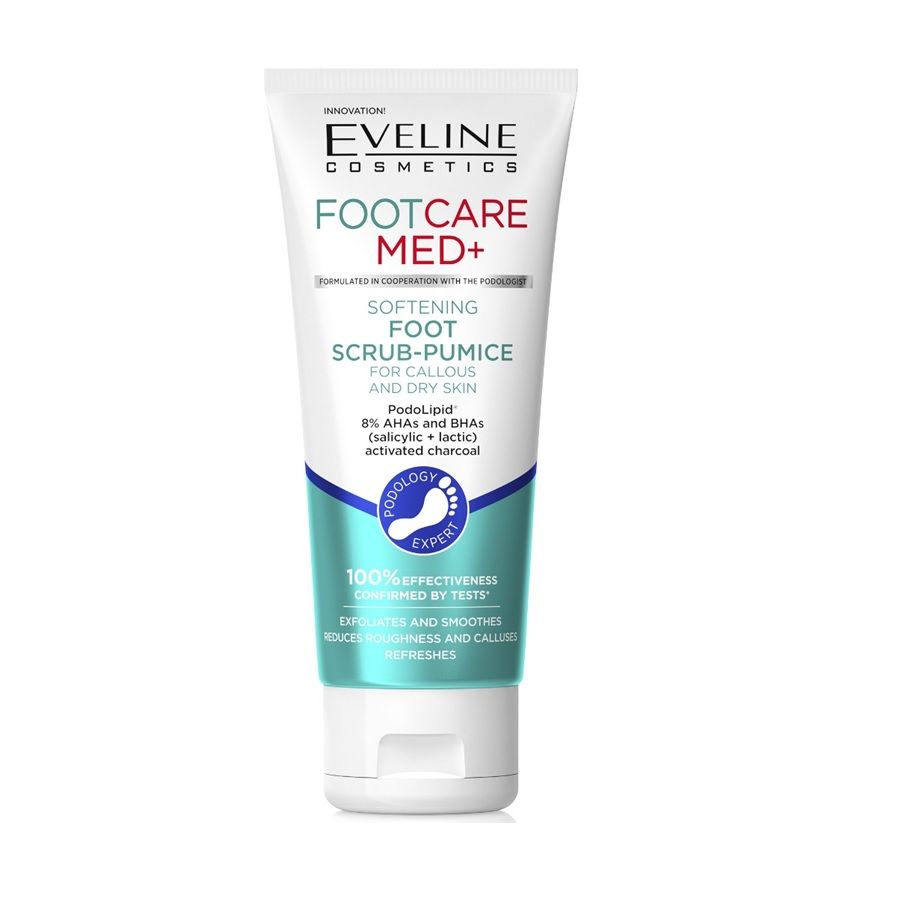 EVELINE FOOT CARE MED+ Омекотяващ скраб-пемза за груба и суха кожа на краката, 100 мл.