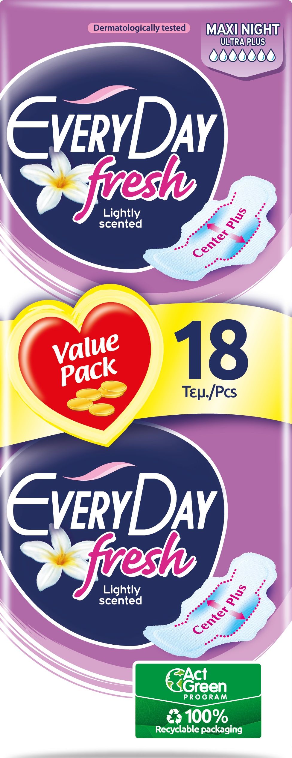 EVERYDAY FRESH Дамски превръзки maxi night, 18 бр.
