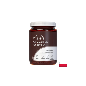 Калций (цитрат) 120 mg + Витамин D3 1000 IU, Vitalers, 60 капсули