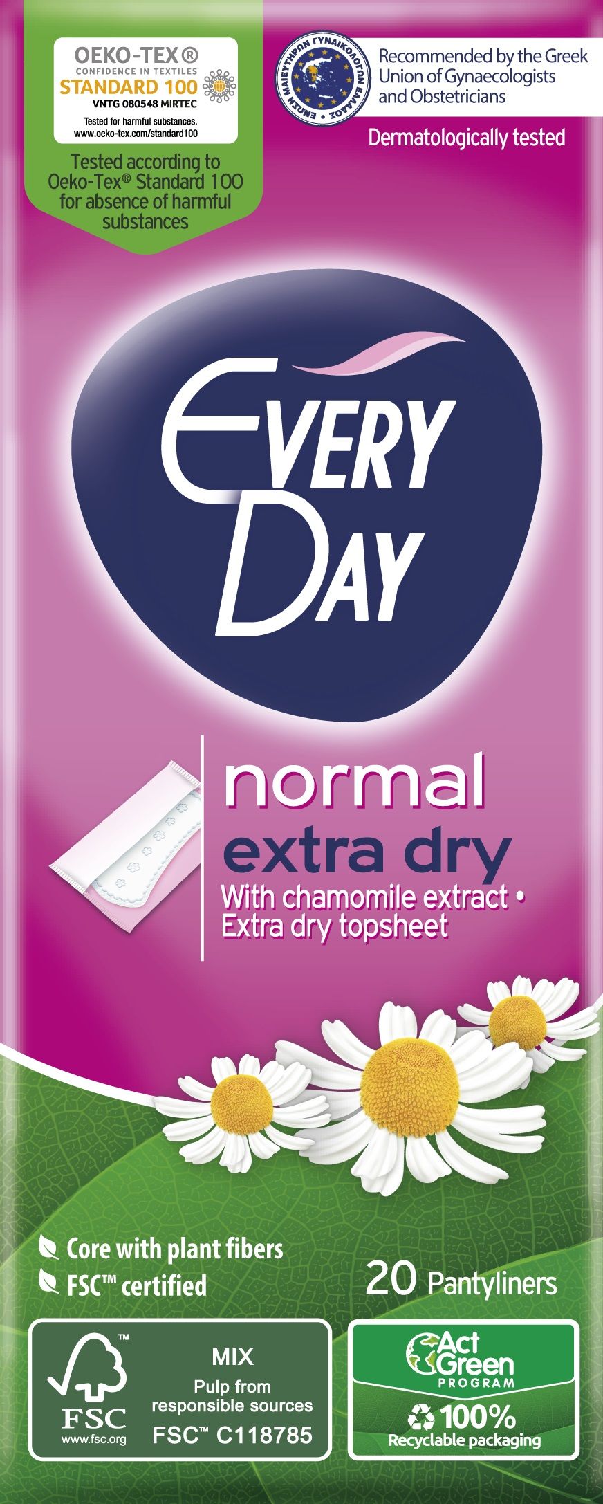 EVERYDAY NORMAL Ежедневни дамски превръзки extra dry, 20 бр.
